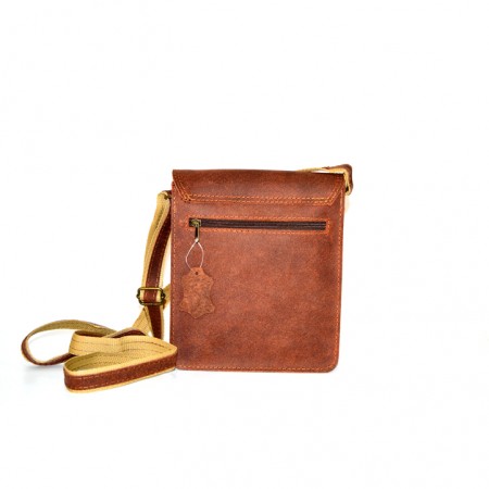 Ταχυδρομική Δερμάτινη Τσάντα με  διπλό χώρισμα 