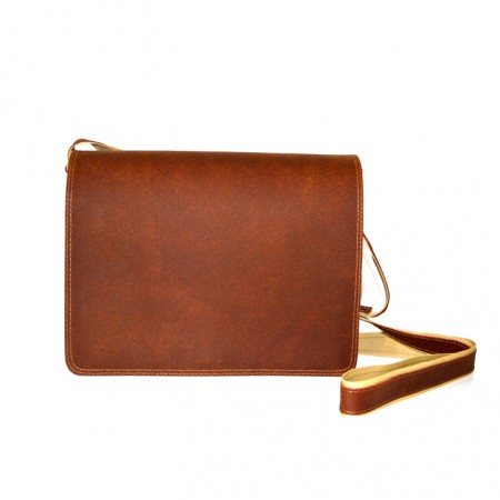 Ταχυδρομική Δερμάτινη Τσάντα με  διπλό χώρισμα